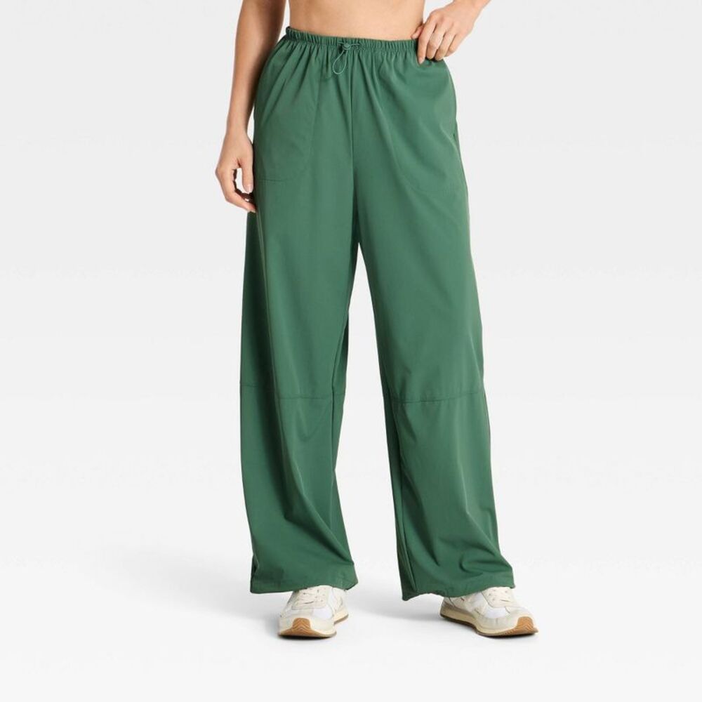 Women's High-Rise Woven Adjustable Dance Pants - All In Motion Dark Green XXL